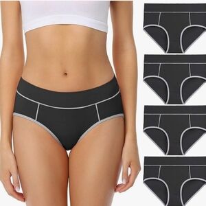Wirarpa Women's Cotton Underwear 4-Pack Mid Waist Stretch Briefs Size 2XL Black